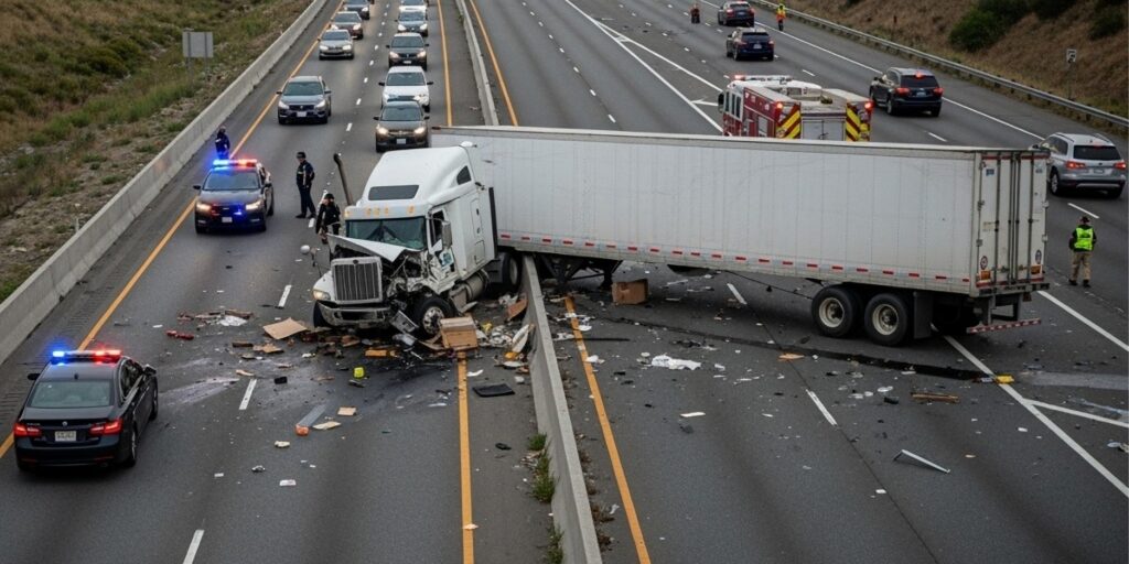 Truck accident lawyer after a rear-end collision occurs when a truck can’t stop quickly enough